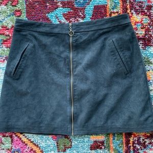 Ambercrombie & Fitch Suede Front-Zip Mini Skirt